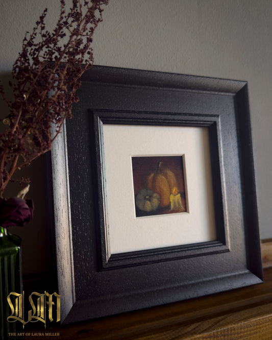 Pumpkins in Candlelight - Framed Miniature Fine Art Print