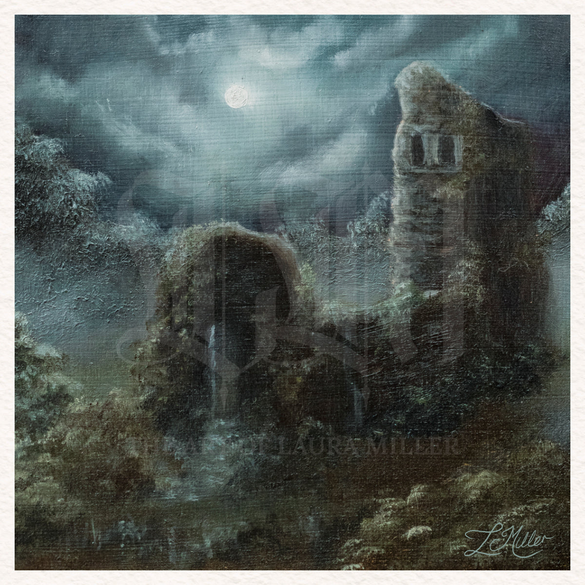 "Overgrown Ruins in the Moonlight" Unframed Fine Art Print