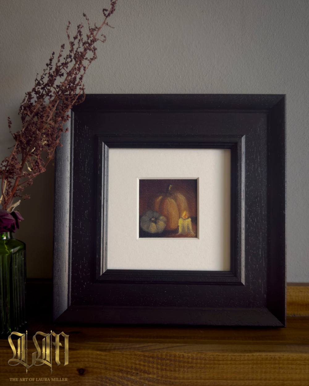 Pumpkins in Candlelight - Framed Miniature Fine Art Print