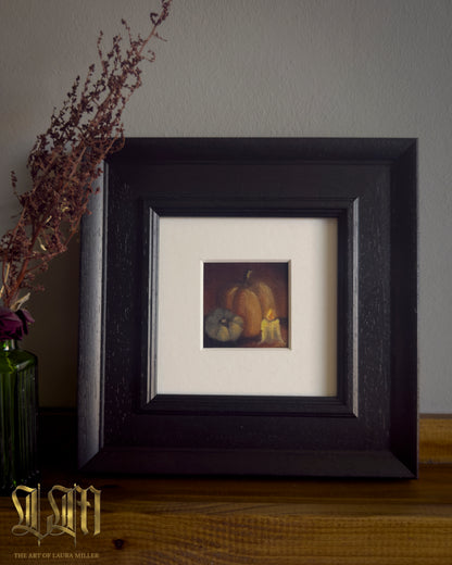 Pumpkins in Candlelight - Framed Miniature Fine Art Print