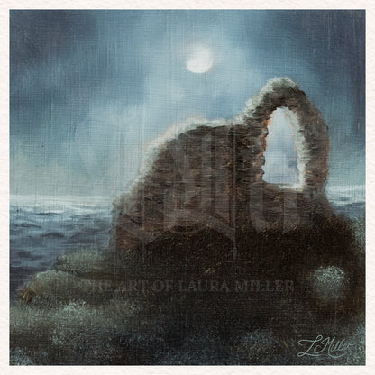 "Ruins in the Foggy Moonlight" Unframed Fine Art Print
