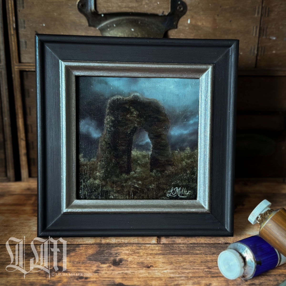 "Stormy Skies & Ruins" -  Framed Original Oil Painting